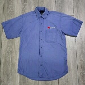 Pepsi Aramark Work Shirt Men M Blue Short Sleeve Uniform Embroidered Logo VTG